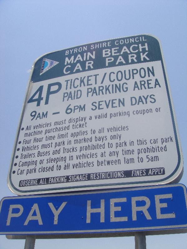 Parking sign Byron Bay, Australia