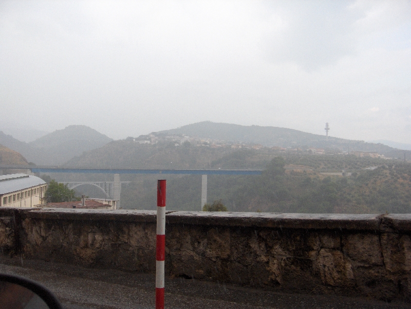A misty day on the Catanzaro Bridge, Italy