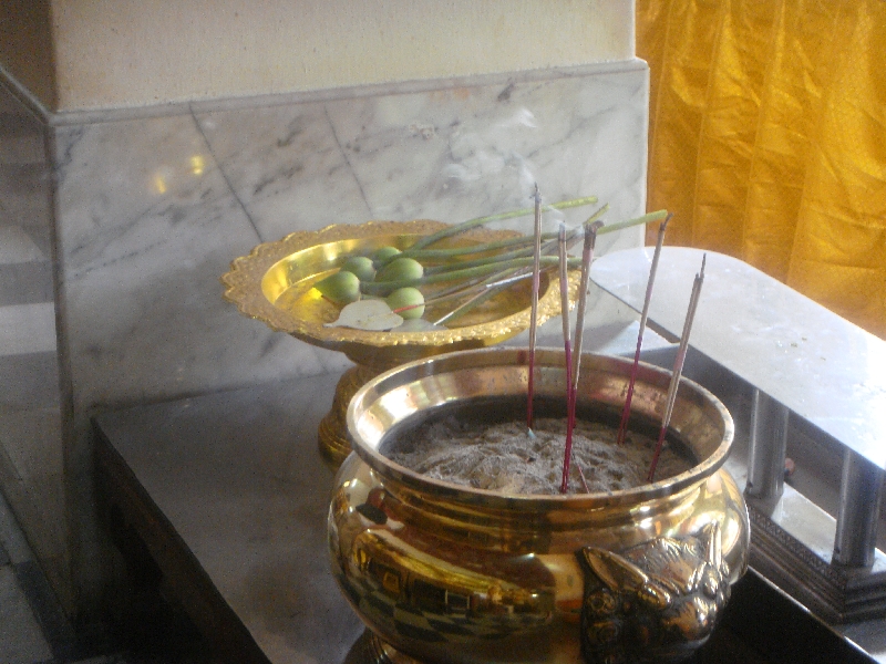 Incense and flower offerings, Nakhon Pathom Thailand