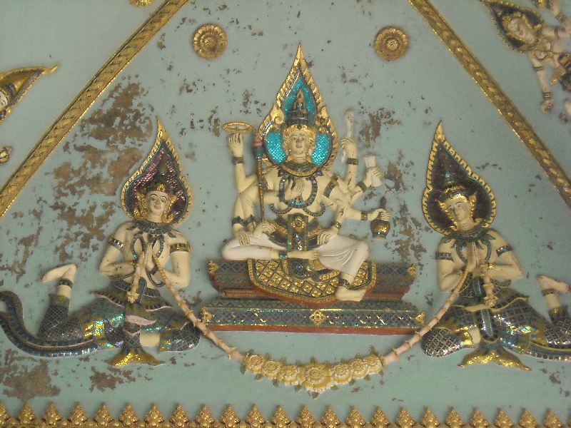 Kinnari figurines painted on the ceiling, Laos