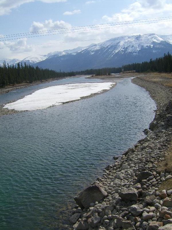 Snow on the rive, Calgary Canada