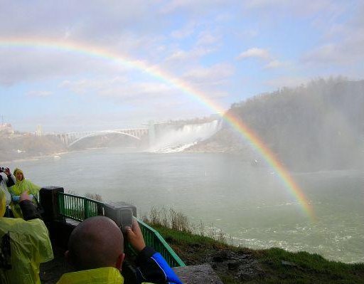 Photo of a rainbow at the Niagara Falls., Canada