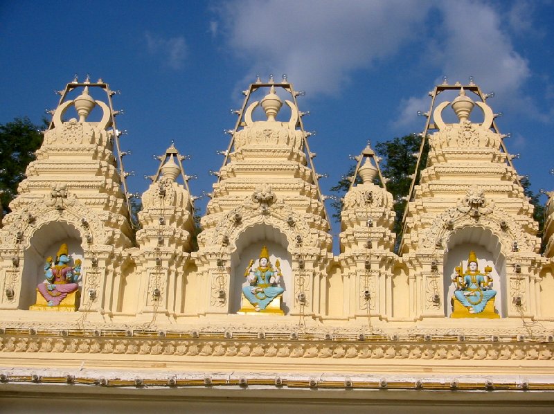 Ornaments and Hindu statues of the Sri Bhuvaneswari temple in Mysore., India