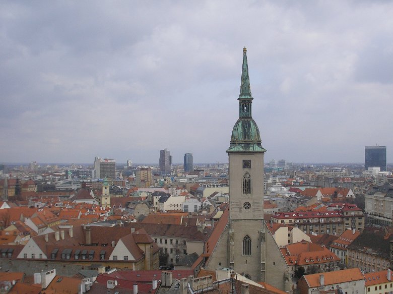 Panoramic photos of Bratislava with the St. Martin Cathedral, Slovakia