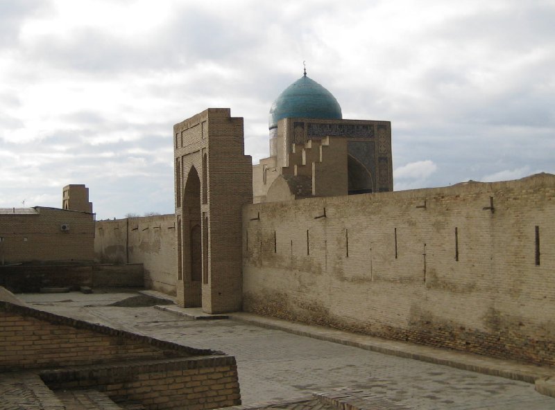 Bukhara Province Uzbekistan The Blue Domes and gate of the Mir-i Arab madrasah Mosque in Bukhara, Uzbekistan