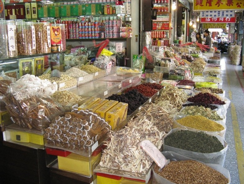 Market stands on Di Hua Street, Taiwan