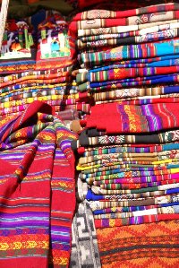 Fabrics at the market in Pisac