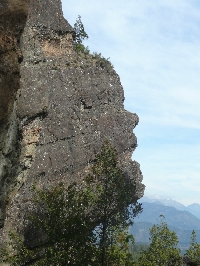 The Indian Head rock sculptures near the Azul River valley viewpoint