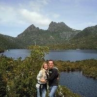 On the rock in front of Cradle Mountain