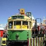 Wooden train at Luna Park in Melbourne