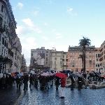 Rome Italy Umbrella crowd on Piazza di Spagna