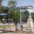 Locals cleaning the temple ground