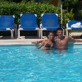 Playa del Carmen Mexico Me and Viola in the pool.