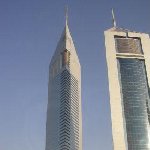 Dubai United Arab Emirates The twin towers of Dubai, one a hotel, the other one office space.