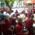 Monks in Amarapura coming together to eat and protest. , Amarapura Myanmar